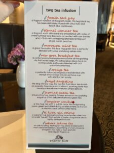 Afternoon tea menu